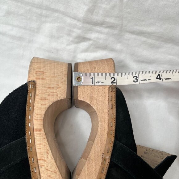 Dr Scholl's Original Collection Black Suede Wood Clog Mules  9 - Picture 3 of 10